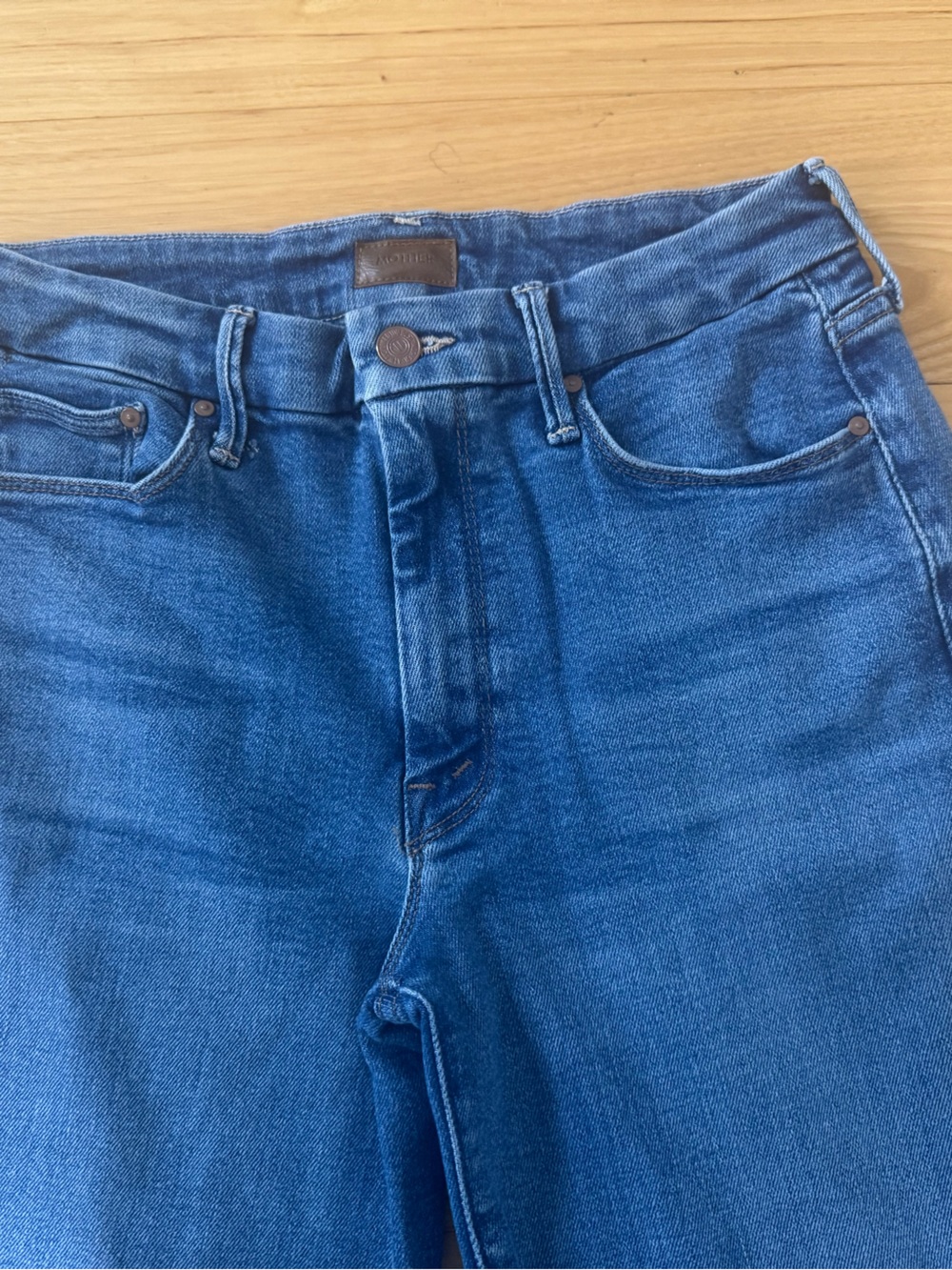 MOTHER Flared Wide-Leg Jeans - Blue Denim - Picture 2 of 4